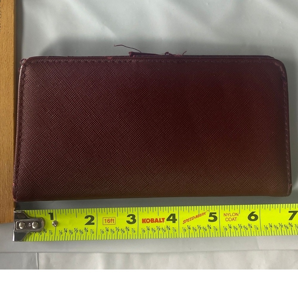 Burgundy Zip Around Wallet Womens Clutch Checkbook Organizer Faux Leather‎